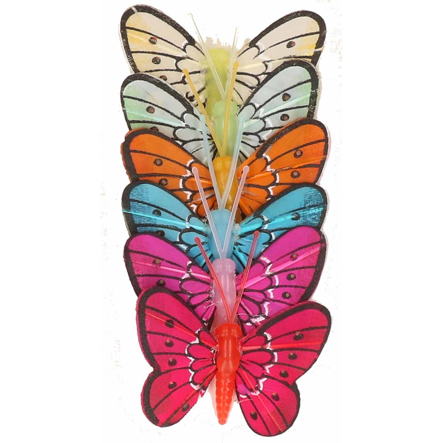 6x stuks Decoratie vlinders 5 cm op prikkers