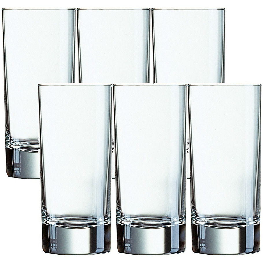 6x Stuks transparante drinkglazen-longdrinkglazen 220 ml van glas