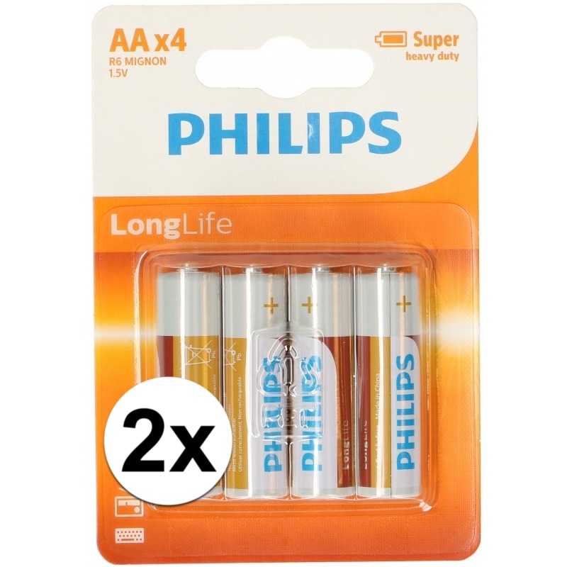 8 stuks Philips AA powerlife