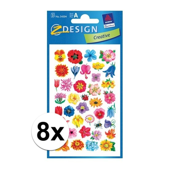 8x 2 vellen met bloemen stickers