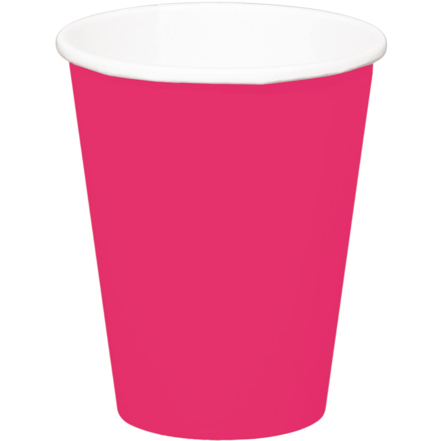 8x stuks drinkbekers van papier fuchsia roze 350 ml