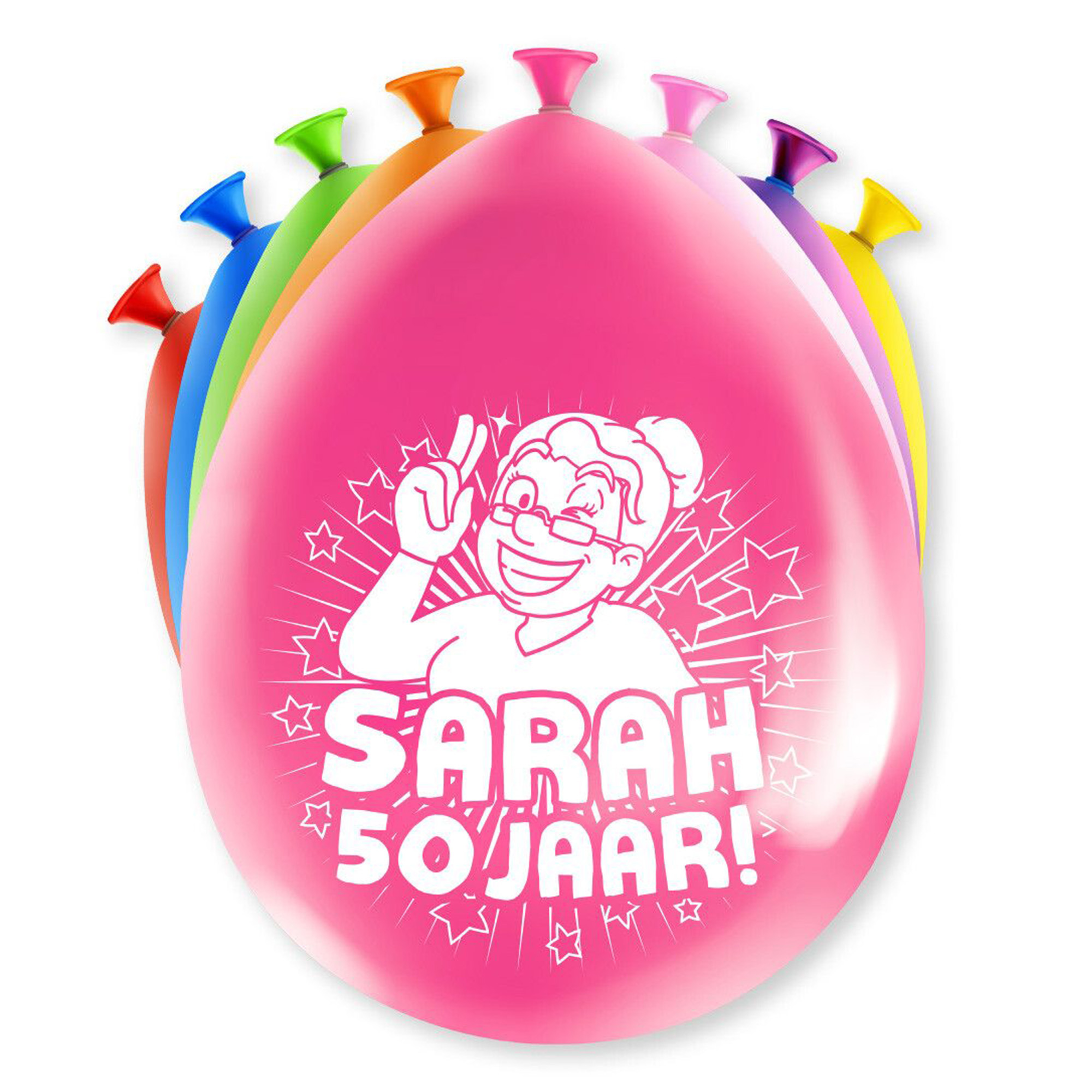 8x stuks Sarah/50 jaar feest ballonnen - diverse kleuren - latex - ca 30 cm