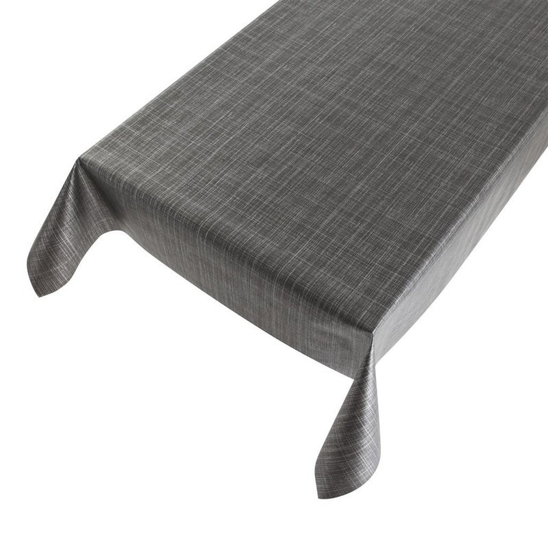 Antraciet grijs tuin tafellaken voor buiten tweed stof print 140 x 170 cm PVC/kunststof