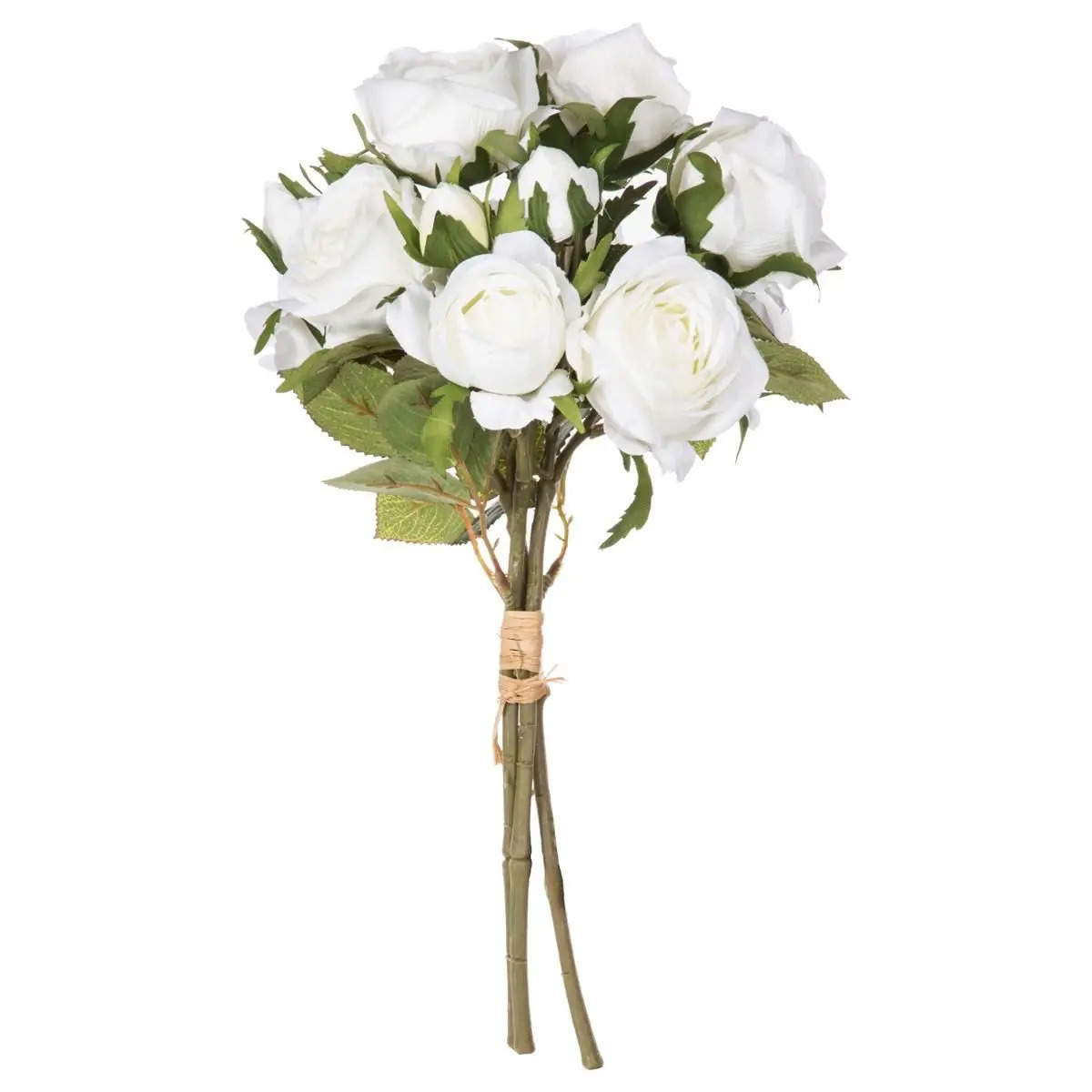 Atmosphera kunstbloemen boeket 14 witte rozen 40 cm