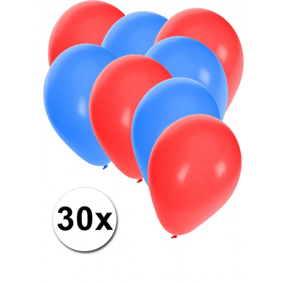 Ballonnen rood en blauw 30x