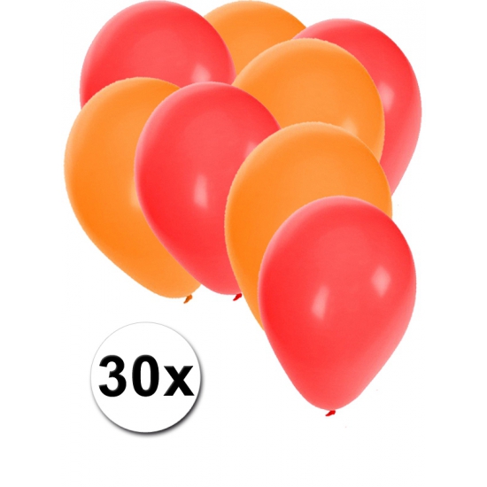 Ballonnen rood en oranje 30x