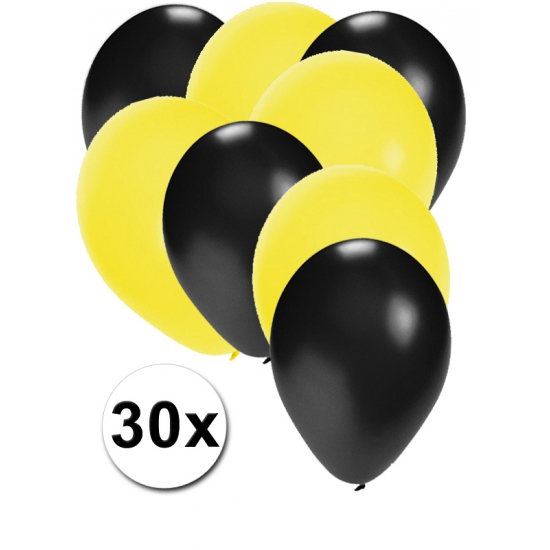 Ballonnen zwart en geel 30x