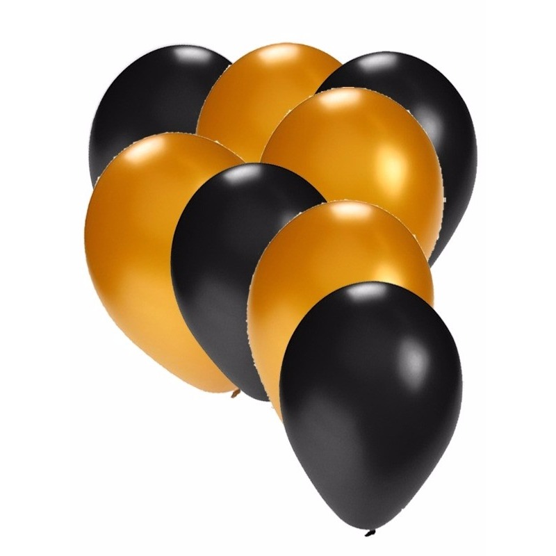 Ballonnen zwart en goud 30x