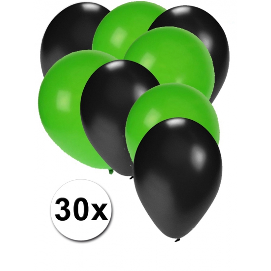 Ballonnen zwart en groen 30x
