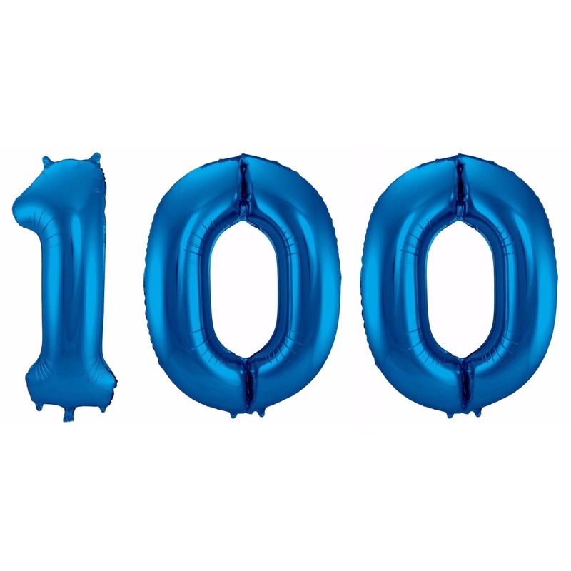 Blauwe folie ballonnen 100 jaar
