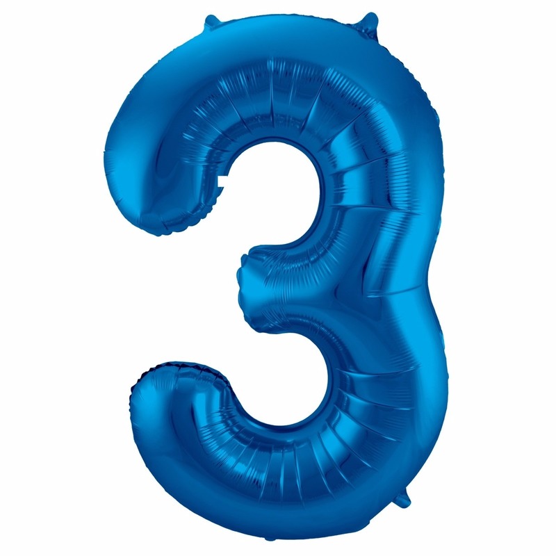 Blauwe folie ballonnen 3 jaar