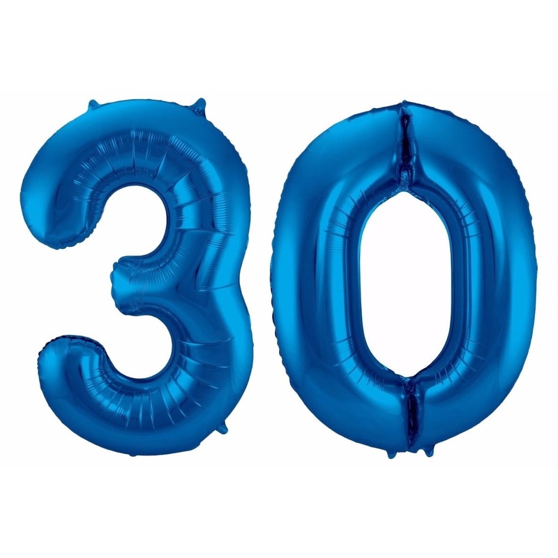 Blauwe folie ballonnen 30 jaar