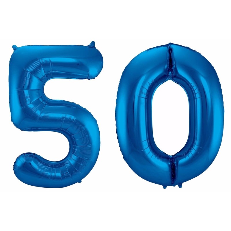 Blauwe folie ballonnen 50 jaar