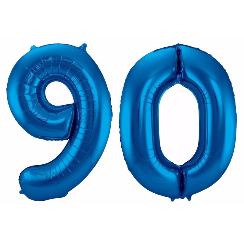 Blauwe folie ballonnen 90 jaar