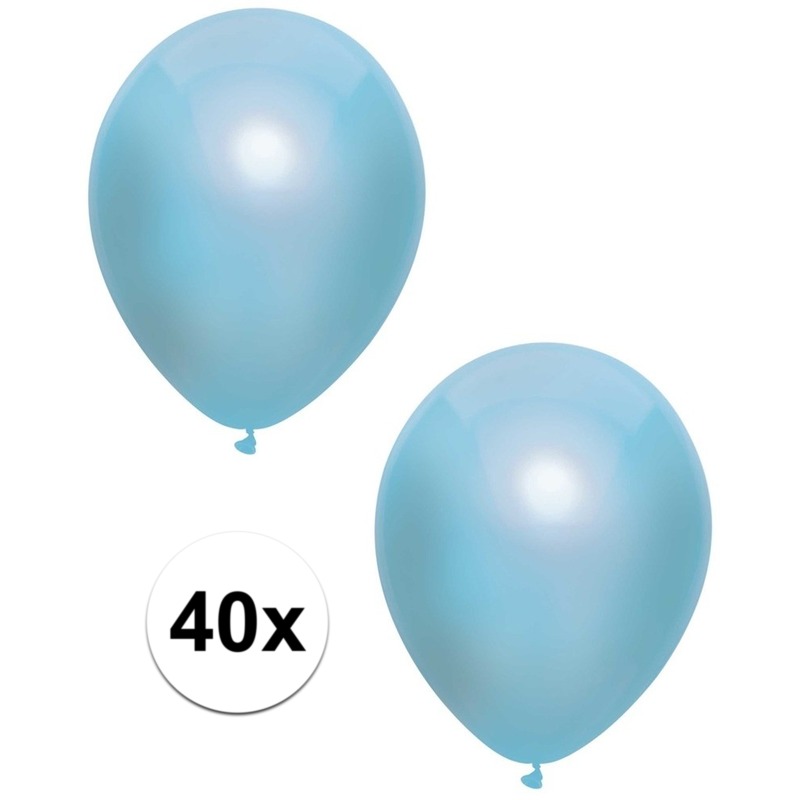 Blauwe metallic ballonnen 30 cm 40 stuks