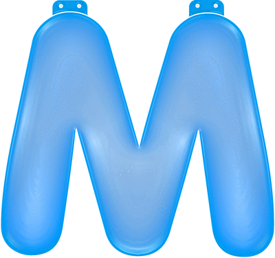 Blauwe opblaasbare letter M