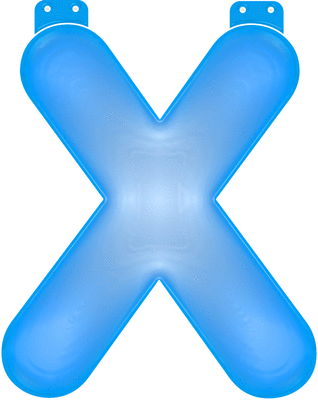 Blauwe opblaasbare letter X