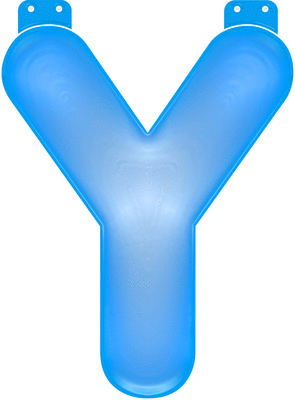 Blauwe opblaasbare letter Y