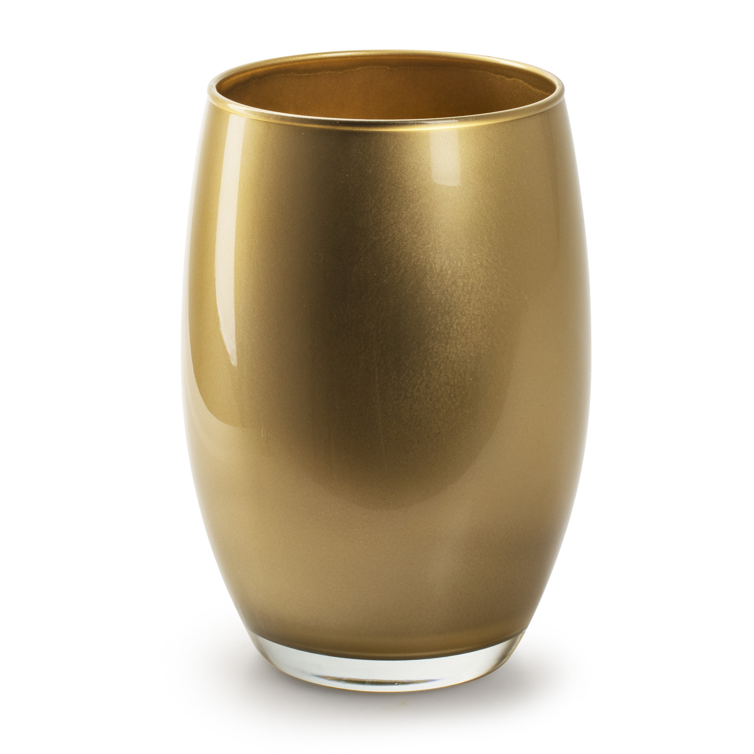 Bloemenvaas Galileo goud kleurig stevig glas H20 x D14 cm