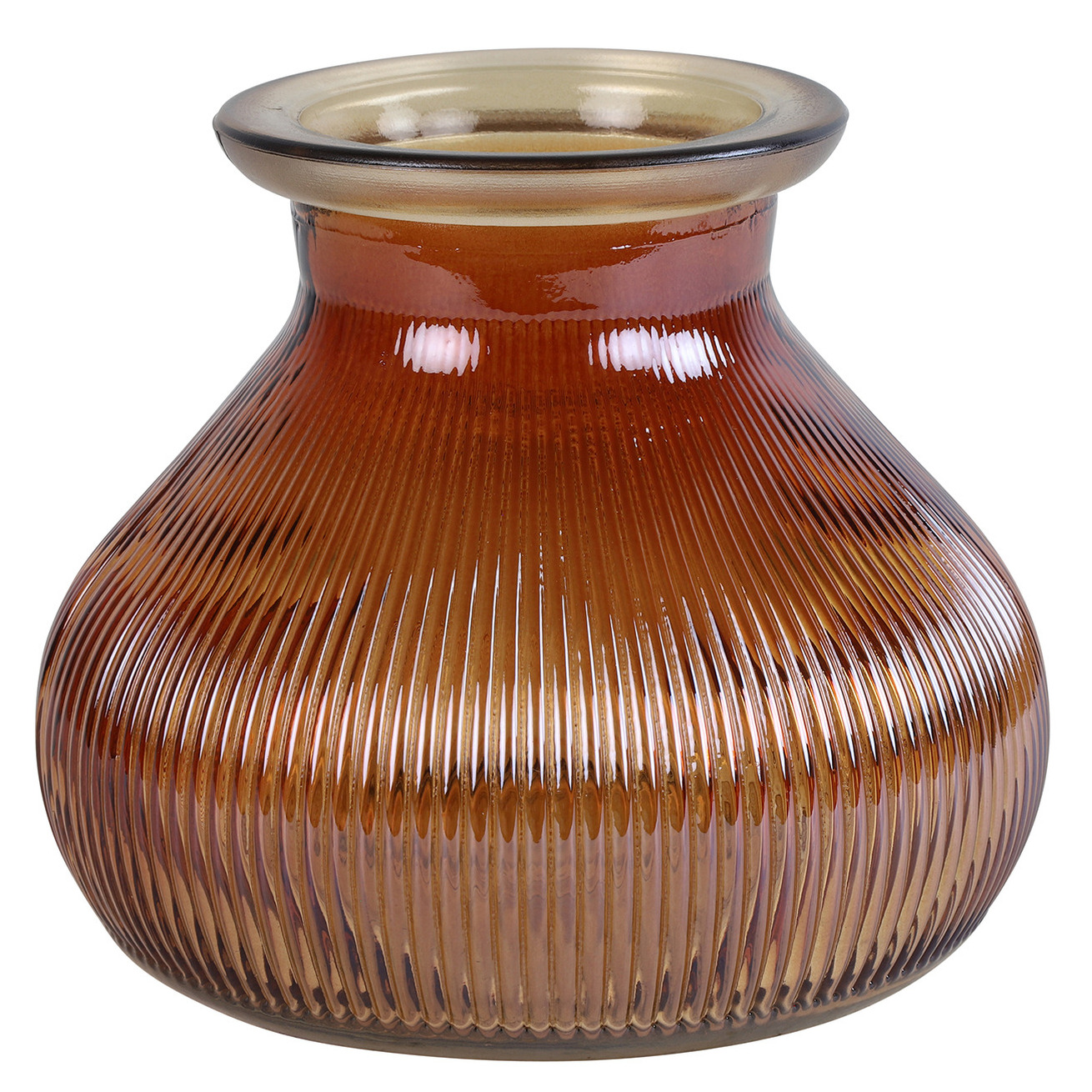 Bloemenvaas kastanje bruin-transparant glas H12 x D15 cm
