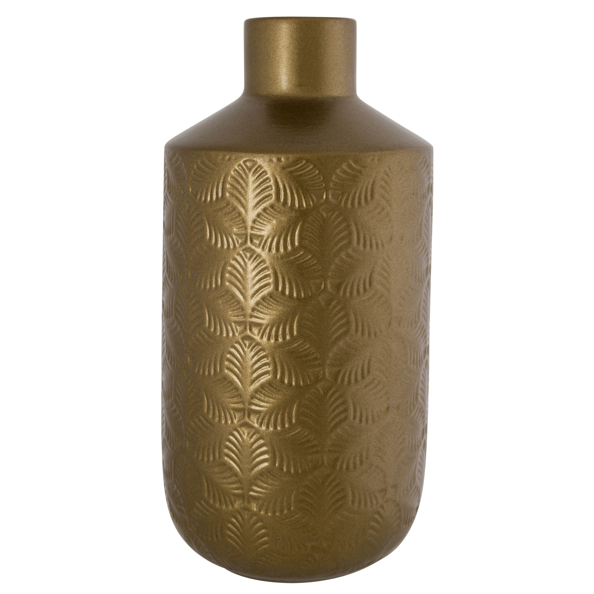 Bloemenvaas/vazen van brons kleur keramiek H30 x D15 cm