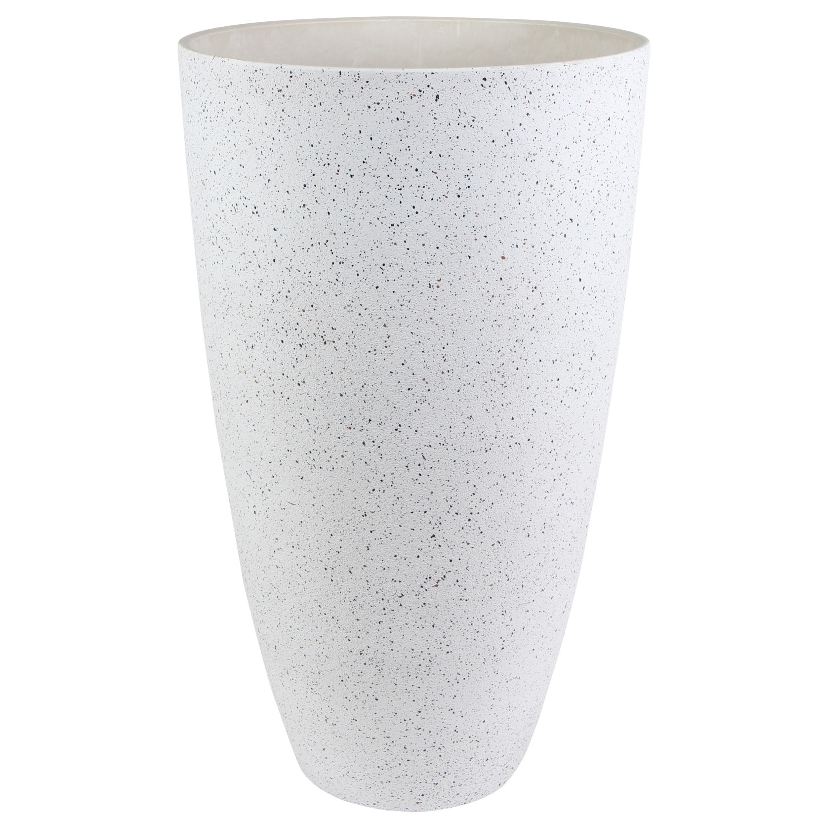 Bloempot/plantenpot vaas van gerecycled kunststof wit D29 en H50 cm