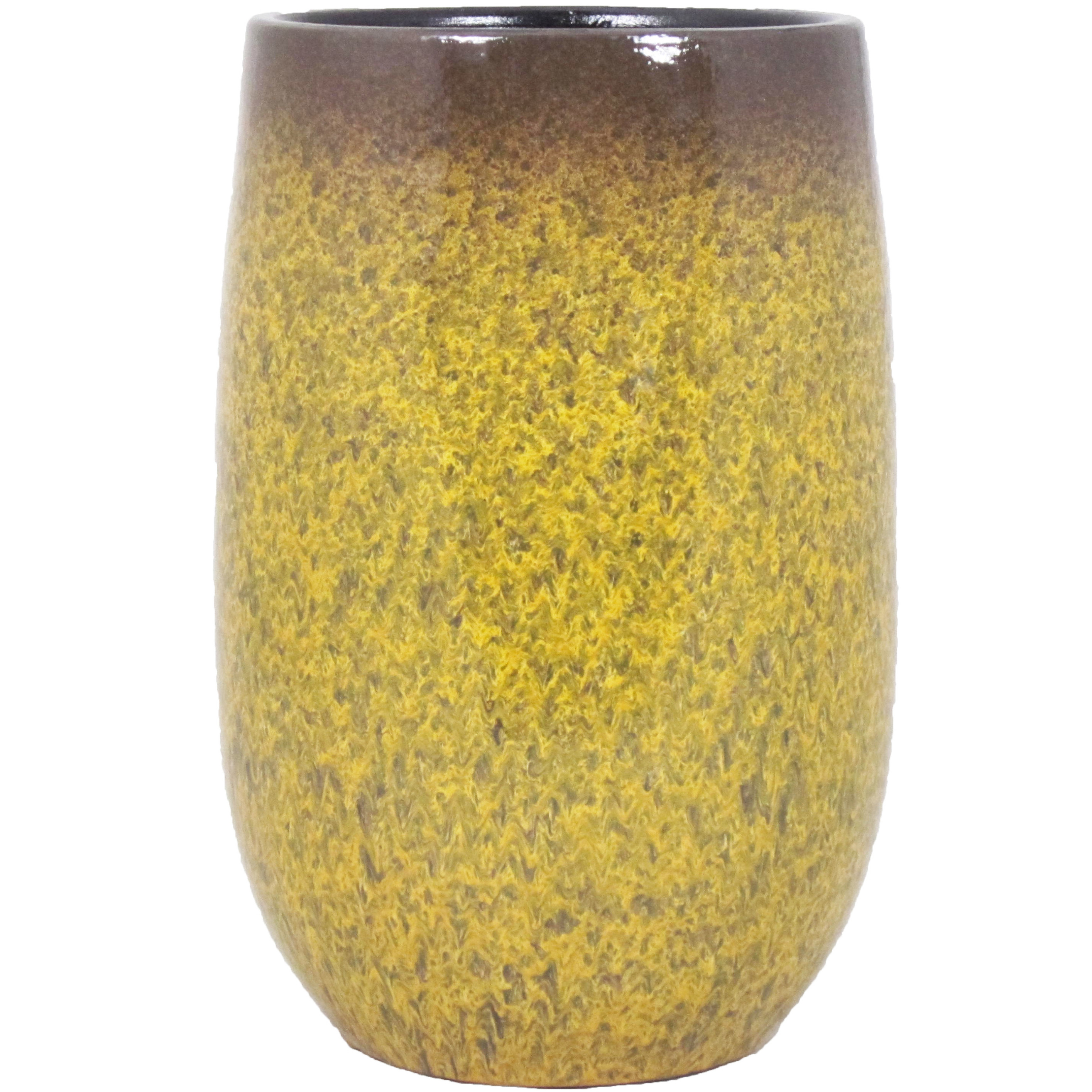 Bloempot vaas goud geel flakes keramiek voor bloemen-planten H40 x D22 cm