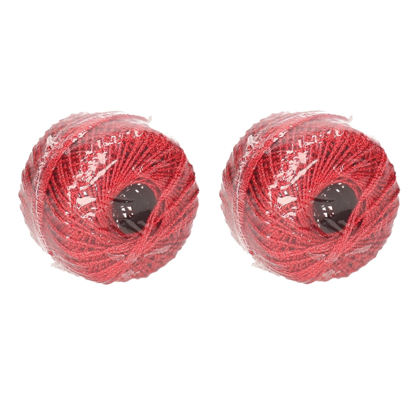 Cadeauverpakking rood glitter touw-lint 2x 20 meter inpakken-verpakken