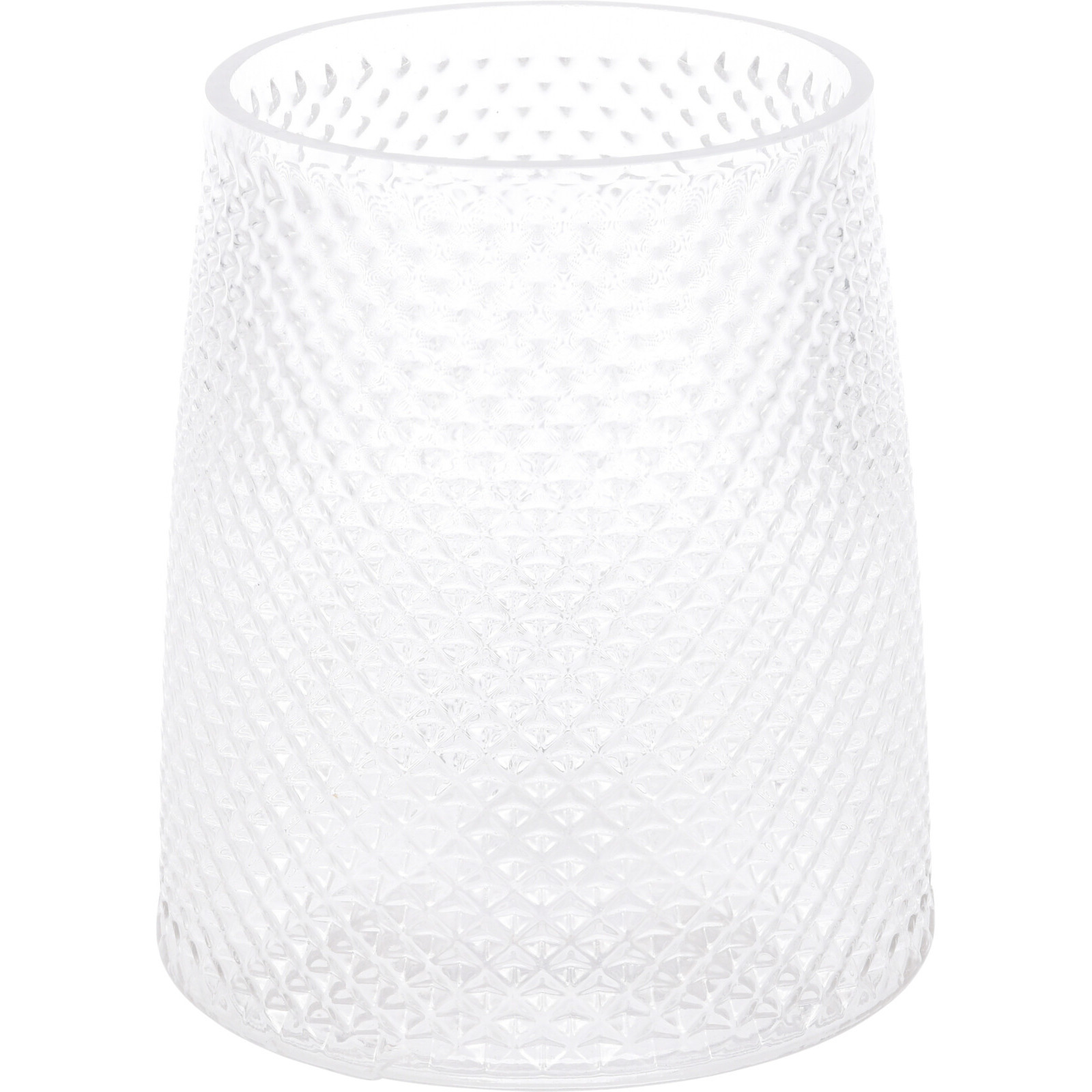 Cilindervaas gestipt/geribbeld glas transparant 13 x 15 cm
