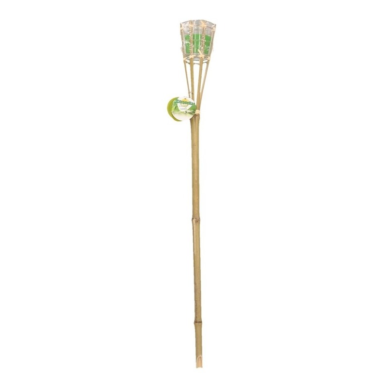 Citronella tuin fakkels - bamboe - met groene kaars - 76 cm