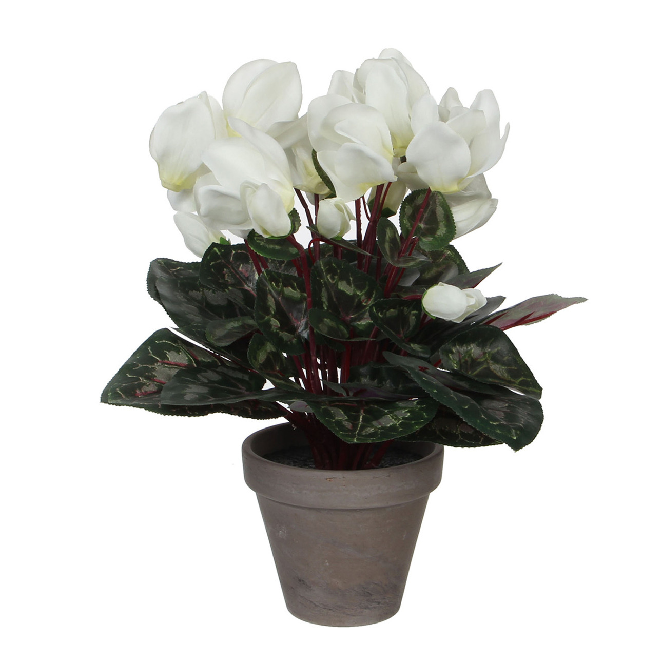 Cyclaam kunstplant wit in keramieken pot H30 x D30 cm