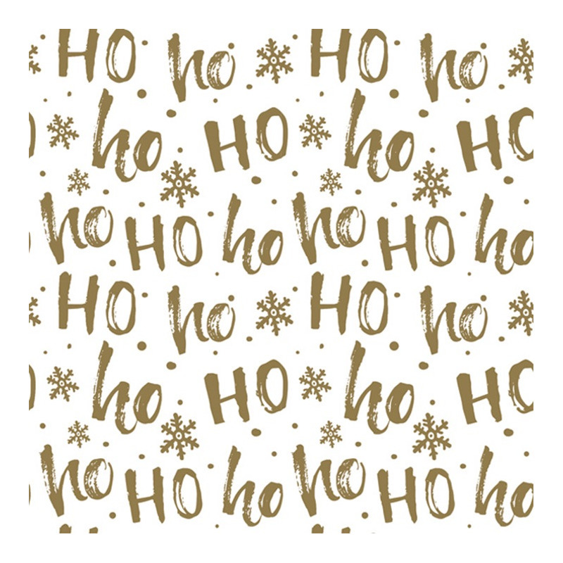 Daisy kerst thema servetten 20x st 33 x 33 cm HohoHo wit-goud