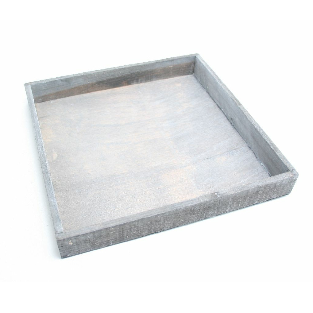 Dienblad-kaarsenbord hout L30 x B30 x H3 vierkant grijs tray grey wash