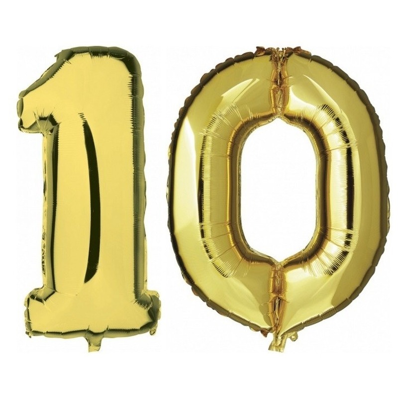Feestartikelen gouden folie ballonnen 10 jaar decoratie