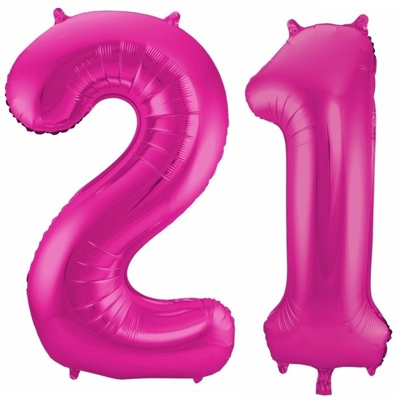 Feestartikelen roze folie ballonnen 21 jaar decoratie