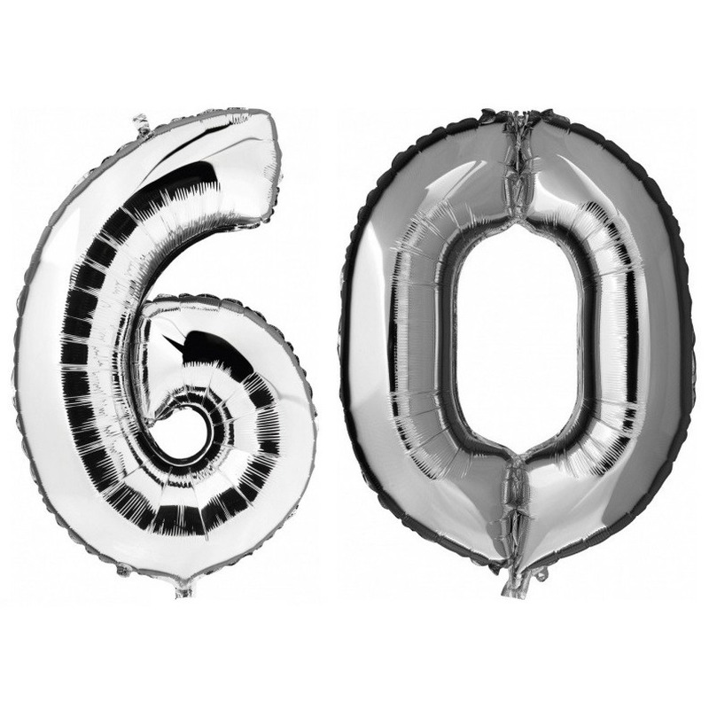 Feestartikelen zilveren folie ballonnen 60 jaar decoratie