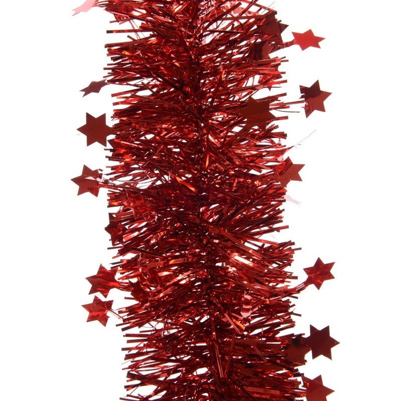 Feestversiering folie slinger sterretjes rood 10 x 270 cm kunststof-plastic feestversiering