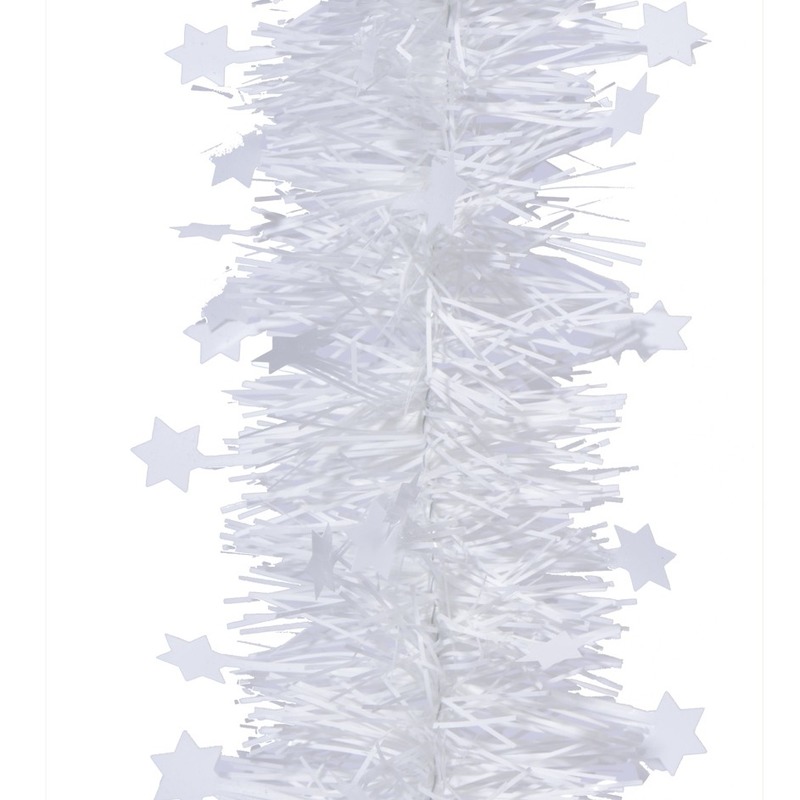 Feestversiering folie slinger sterretjes wit 10 x 270 cm kunststof-plastic feestversiering