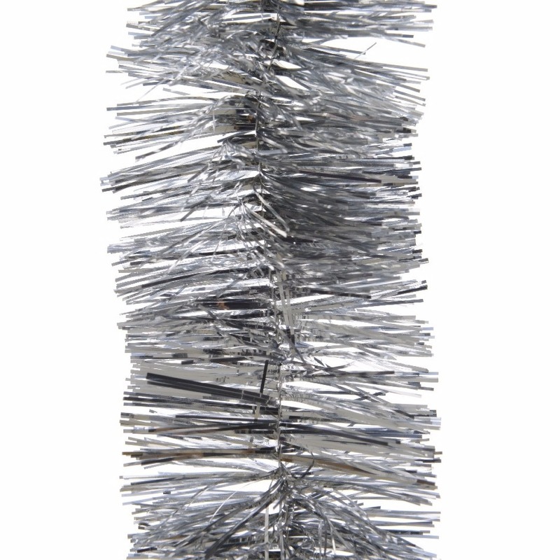 Feestversiering folie slinger zilver 7 x 270 cm kunststof-plastic feestversiering
