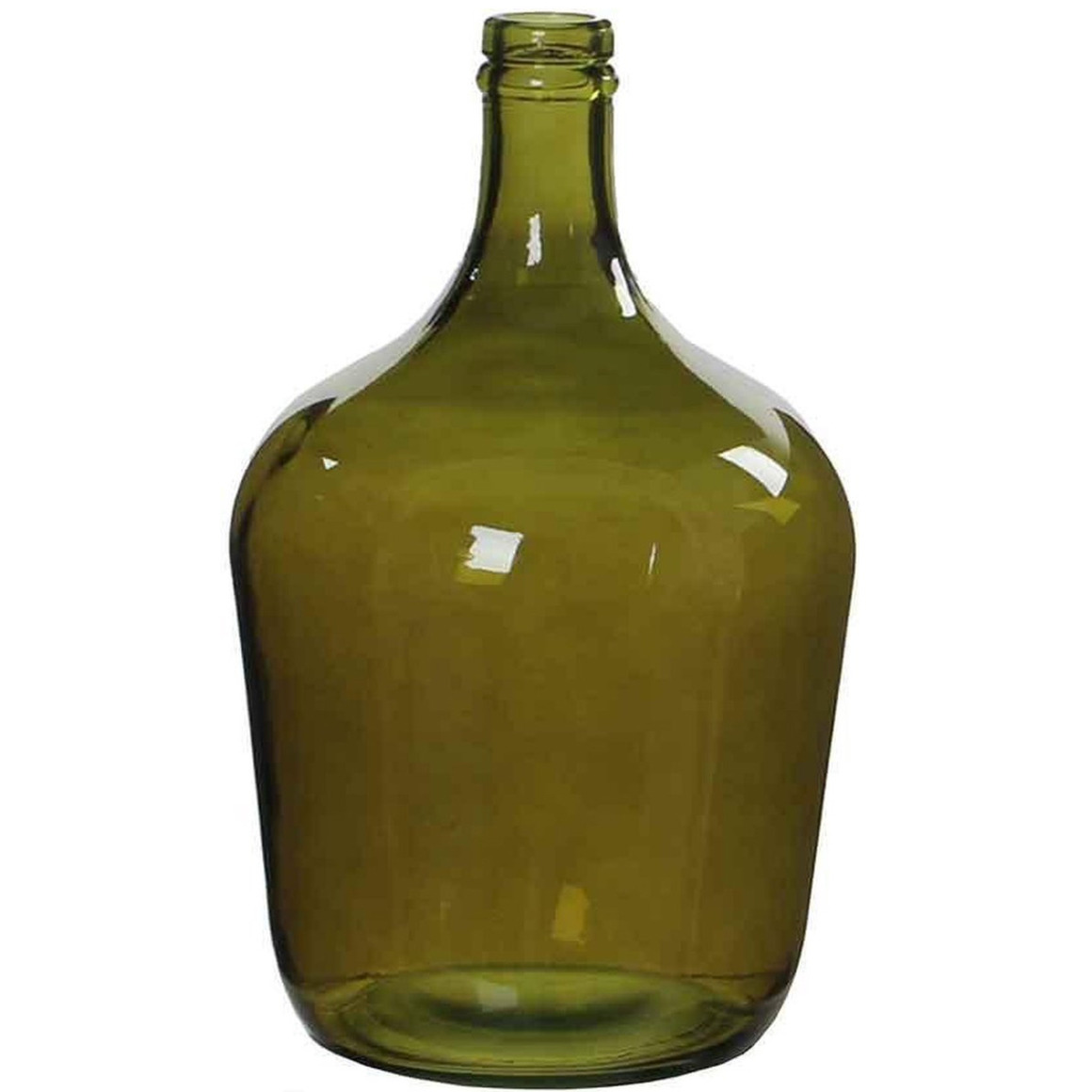 Fles vaas Diego H30 x D18 cm groen gerecycled glas