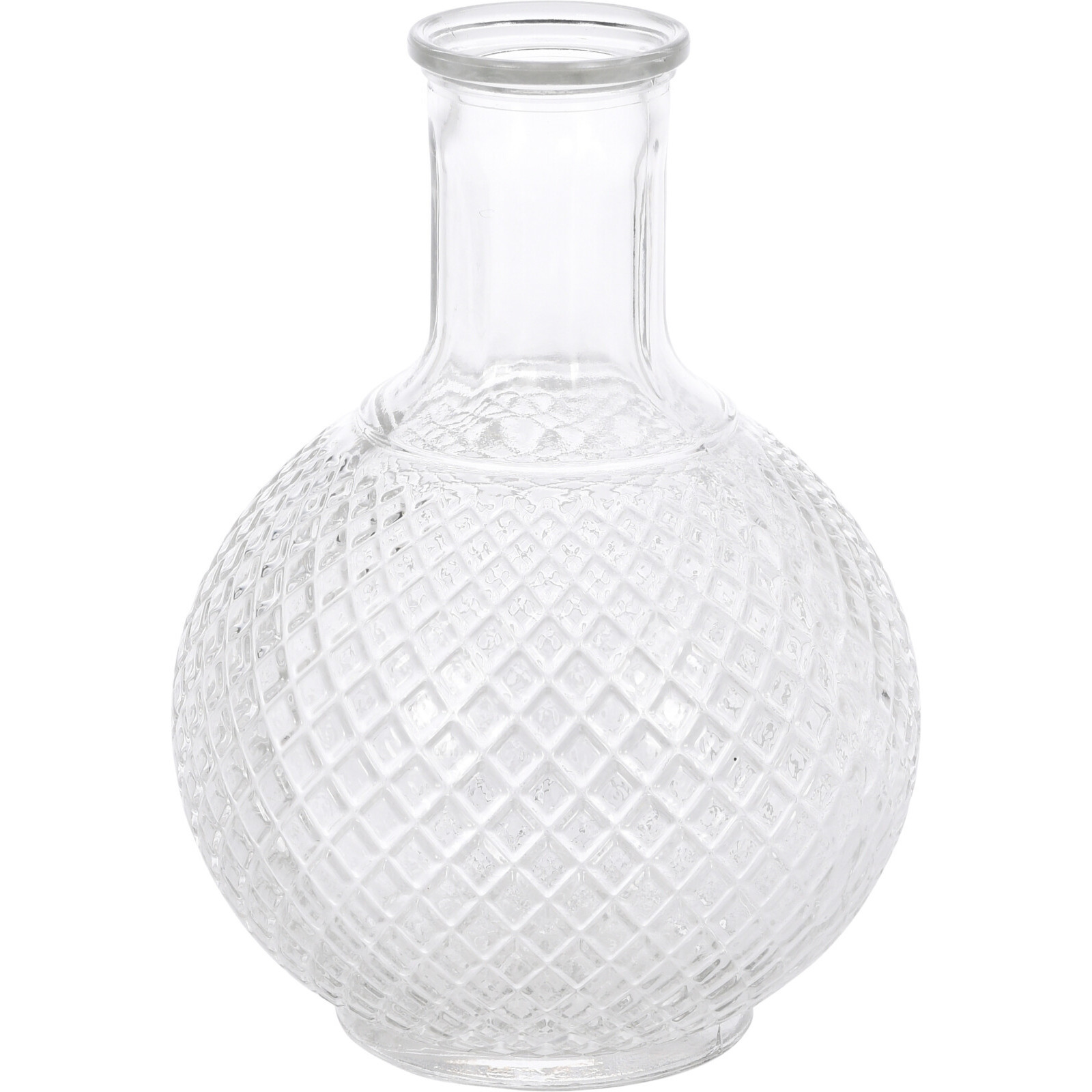 Flesvaas geruit glas transparant 13 x 19 cm