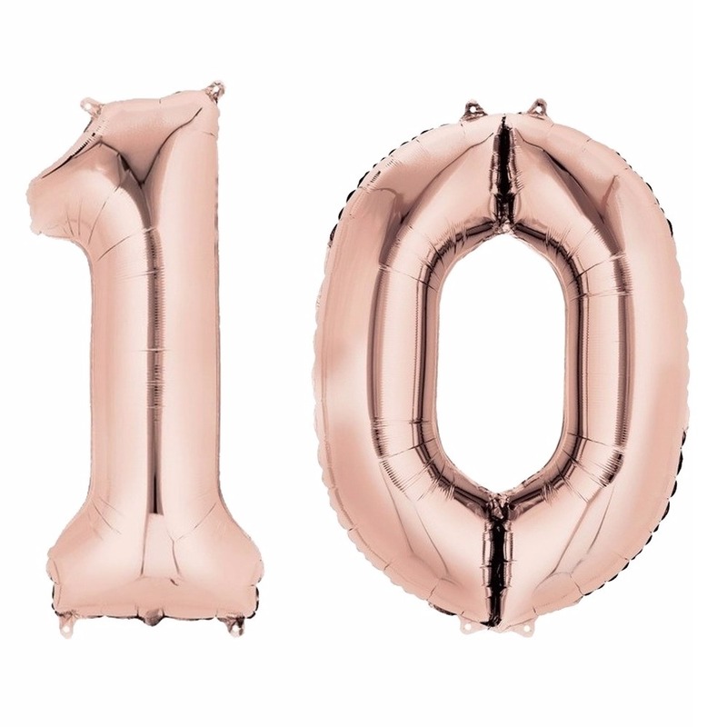 Folie ballon rosegoud cijfer 10