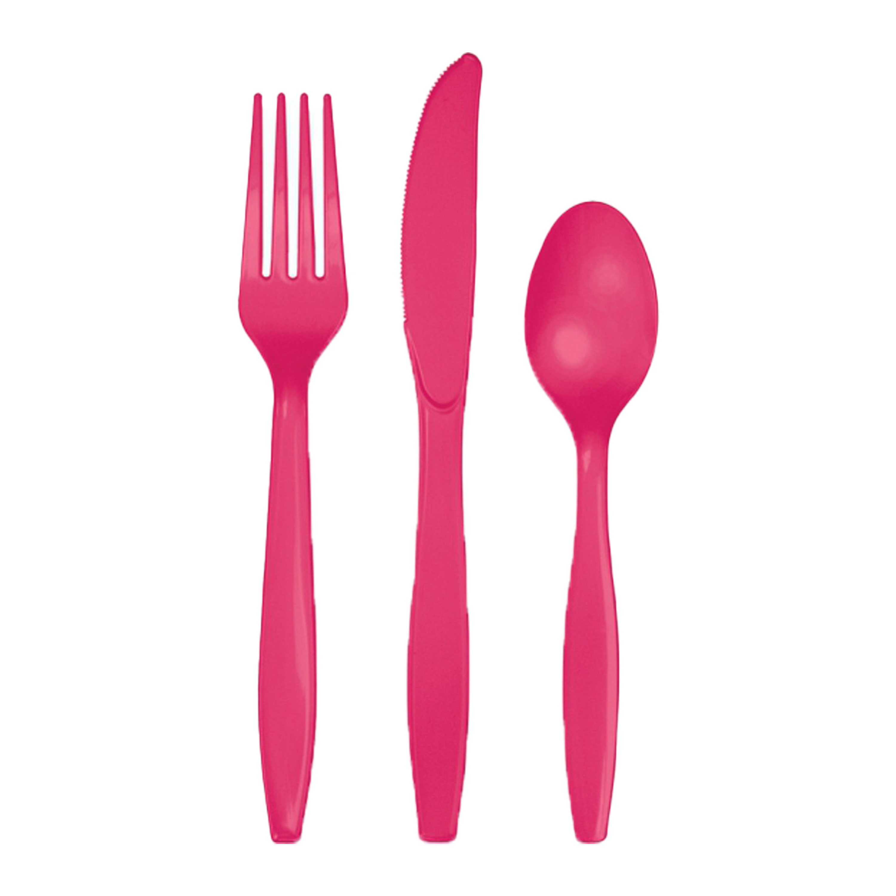 Fuchsia roze bestek set 24x lepels, messen en vorken
