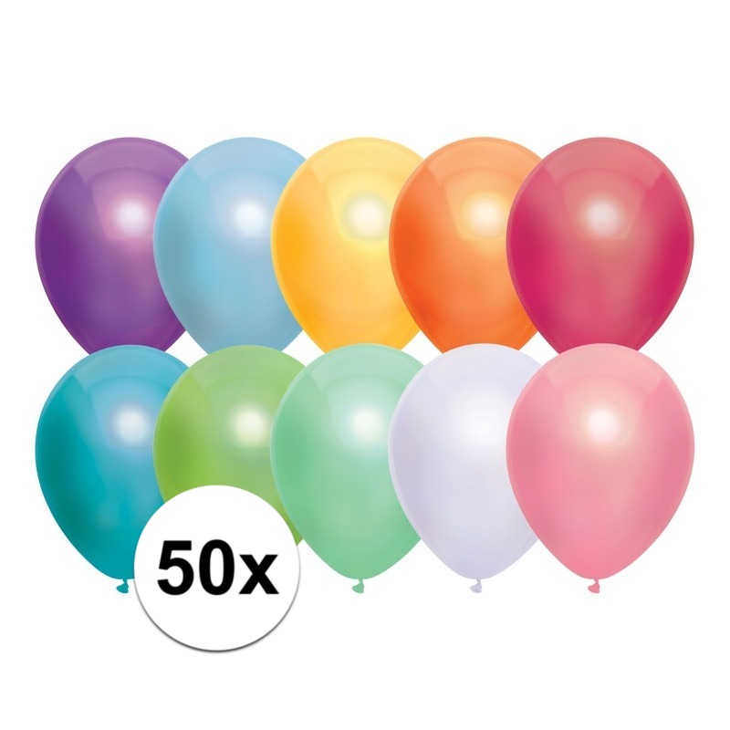 Gekleurde metallic ballonnen 30 cm 50 stuks