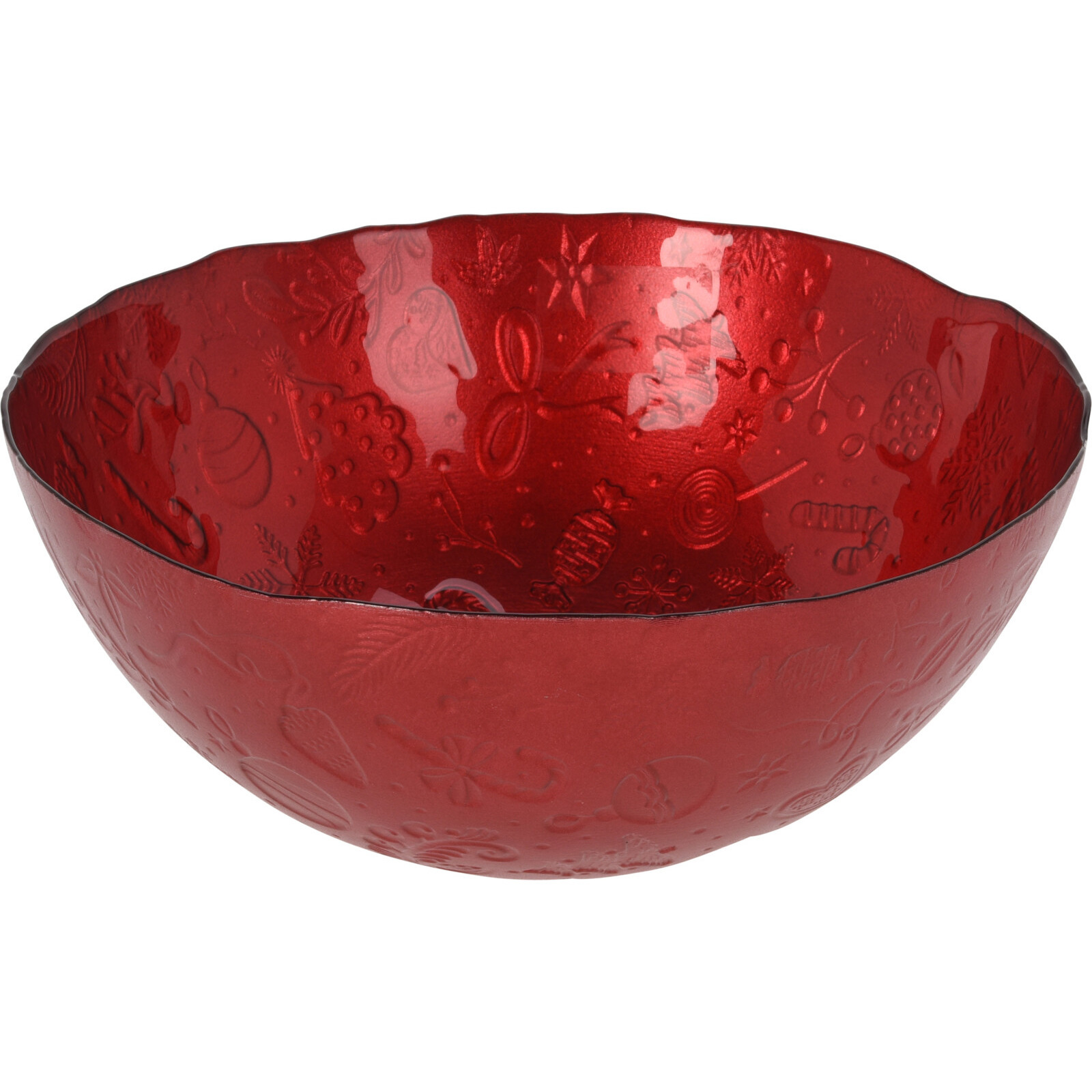 Glazen decoratie schaal-fruitschaal rood rond D28 x H11,5 cm
