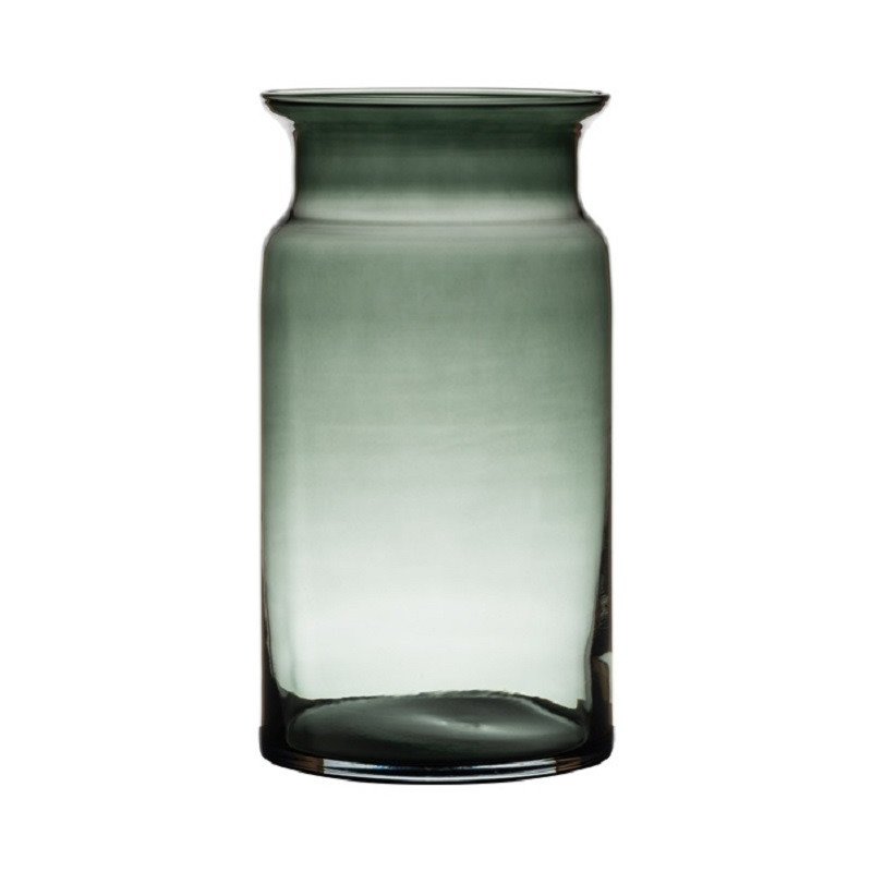 Grijze/transparante melkbus vaas/vazen van glas 29 cm