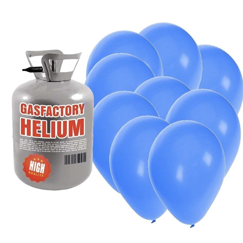 Helium tank met blauwe ballonnen 30 stuks