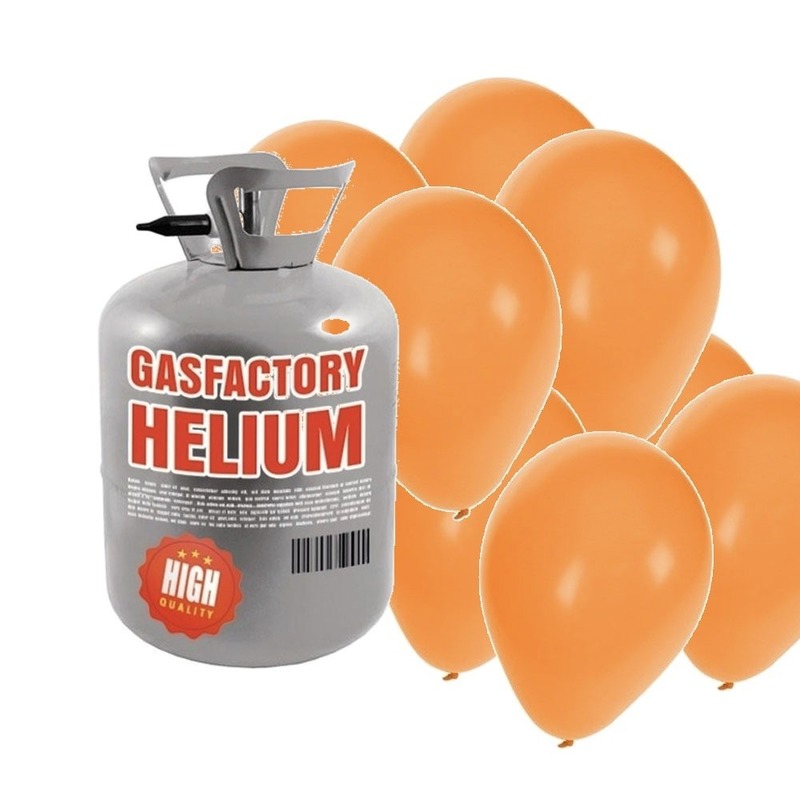 Helium tank met oranje ballonnen 50 stuks