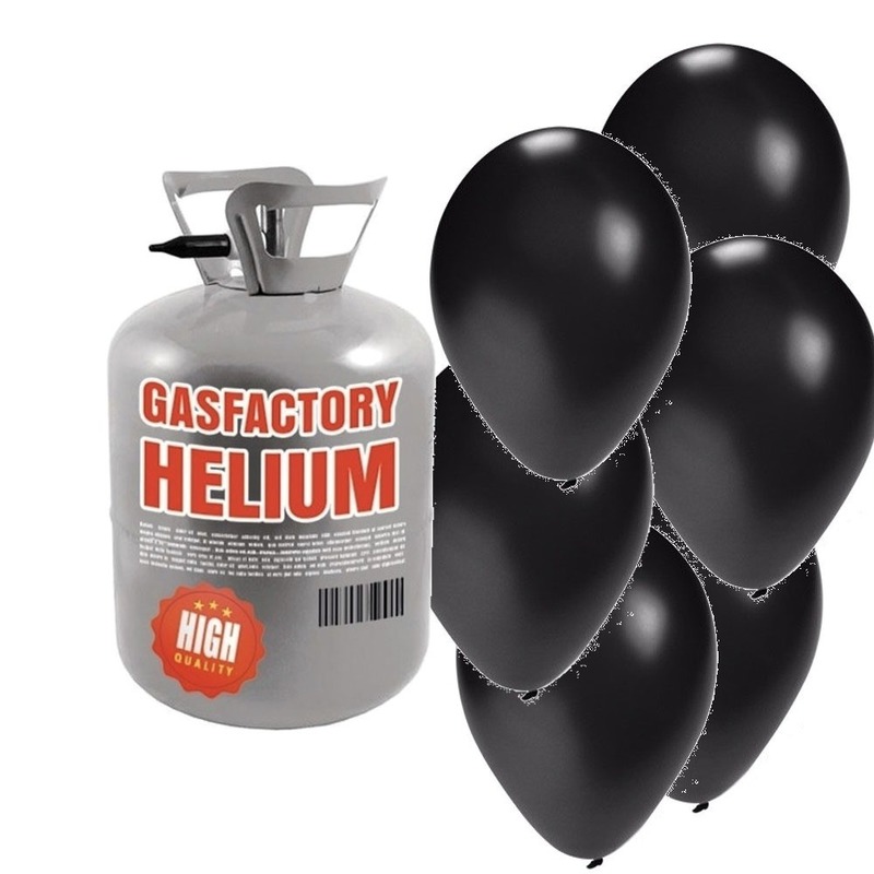 Helium tank met zwarte ballonnen 30 stuks