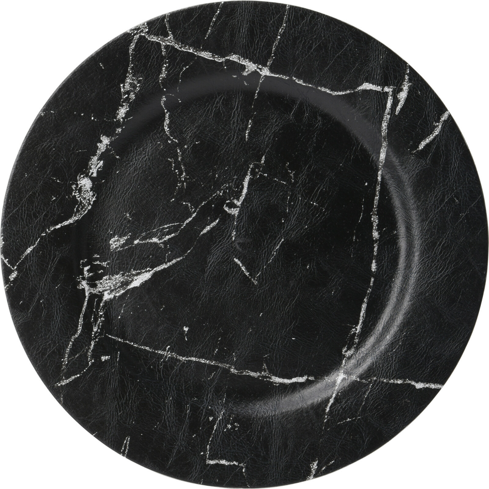 Kaarsenbord-onderbord zwart marmer look kunststof D33 cm